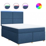 Cumpara ieftin Pat box spring cu saltea, albastru, 140x200 cm, textil