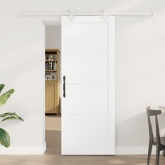 Ușa glisantă vidaXL cu set hardware Alb 78x202 cm Lemn masiv pin, Ușa de interior &#039;ORKDAL&#039;vidaXL Alb 78x202x4 cm Lemn masiv pin