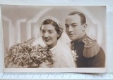 Carte poștală fotografie nuntă 1938 &ndash; Foto Iosefovici Giurgiu &ndash; uniformă militară