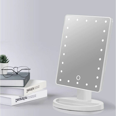 Oglindă de machiaj de masă cu LED - funcționează cu baterii foto