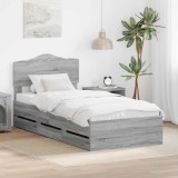 Cumpara ieftin Cadru de pat cu sertar Gri Sonoma 100 x 200 cm Lemn Ingineresc