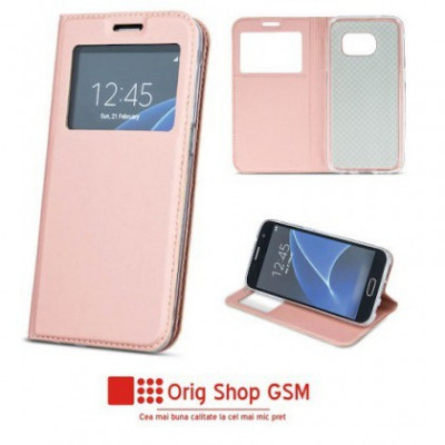 Husa Flip Carte Smart Look Samsung G960 Galaxy S9 Rose Gold foto