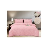 Cumpara ieftin Lenjerie Cocolino 4 Piese, Blana Imitatie iepure, Pentru Pat Dublu, cu Elastic, Roz- PIT400