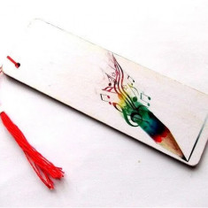 Semn de carte creion si portativ muzical, semn de carte lemn 35870