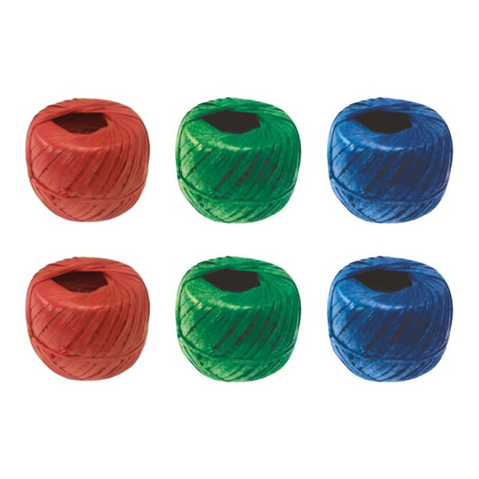Sfoara rafie panglica 200 g, 2 x rosu, 2 x verde, 2 x albastru, 6 buc / set