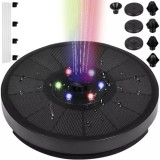 F&acirc;nt&acirc;nă solară cu LED pentru grădină, 7 v&acirc;rfuri interschimbabile, debit maxim 180L/h, &icirc;nălțime maximă 60 cm, baterie 900mAh, lumină RGB LED, 6 diode, Gardlov