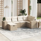 vidaXL Set canapele de grădină cu perne, 6 piese, bej, poliratan 3264414