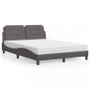 VidaXL Pat cu saltea, Zadar, gri, 140x200 cm, piele ecologică 3208869