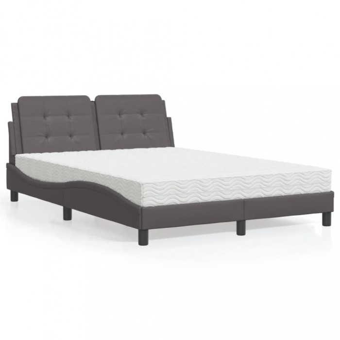 vidaXL Pat cu saltea, Zadar, gri, 140x200 cm, piele ecologică 3208869