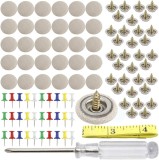 Kit 60 capse, JENUOS&reg;, surubelnita, banda de masura, pentru reparatia plafonului auto, compatibil Audi, Opel, BMW, VW, bej