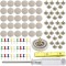Kit 60 capse, JENUOS&reg;, surubelnita, banda de masura, pentru reparatia plafonului auto, compatibil Audi, Opel, BMW, VW, bej