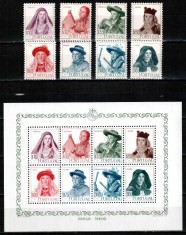 Portugalia 1947, Mi #706-713 + Bl 13**, serie + colita (bloc), costume populare regionale (II), MNH, cota 520 &euro;!