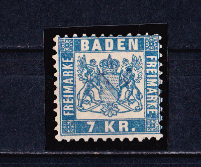 TSV$ - BADEN, 1868 MICHEL 25, 7 KREUZER COTA 25 &amp;euro; MH/* foto