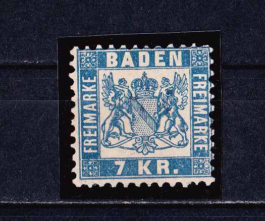 TSV$ - BADEN, 1868 MICHEL 25, 7 KREUZER COTA 25 &euro; MH/*