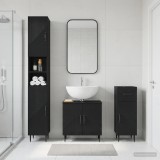 Cumpara ieftin Set de cabinet pentru baie cu 3 piese HAARLEM Negru