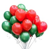 Set 100 Baloane Latex Rosu Verde Craciun 30cm Ropet - Baloane Aniversare Copii, Decoratiuni Petrecere