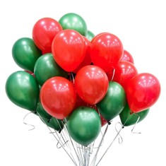 Set 10 baloane latex, Rosu/Verde, 30cm, Ropet