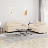 VidaXL Set de canapele cu perne, 2 piese, bej, microfibră