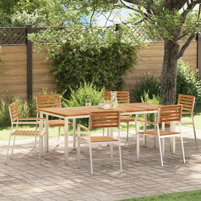 vidaXL Setdediningpentrugrădină 7 pcs Maro Lemn de tec masiv 3334787