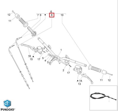 Cablu acceleratie inchis original Vespa Super GTS 125 (09-16) - GTS - Super GTS 250-300 (05-18) 4T LC 125-250-300cc foto