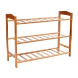 Raft Incaltaminte Bambus 3 Nivele ProCart 68x47x23 cm Suport Pantofi Organizator Hol Natur