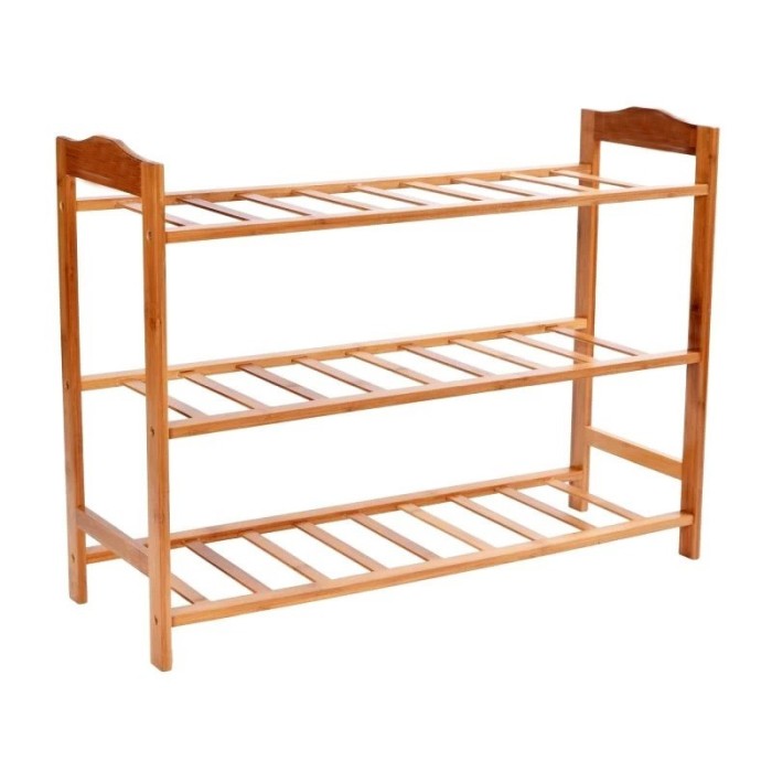 Raft cu 3 nivele pentru incaltaminte, bambus, 68 x 47 x 23 cm
