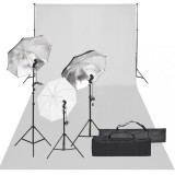 VidaXL Kit studio foto cu set de lumină și fundal