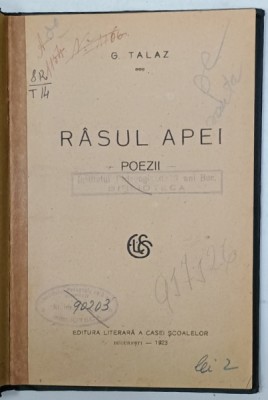 RASUL APEI , POEZII de G. TALAZ , 1923 foto