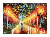 Cumpara ieftin Tablou pictat manual, Pe aleea cu felinare, stilizat, 70x50cm ulei pe panza, Spectaculos