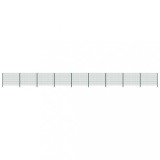 vidaXL Panou de gard cu st&acirc;lpi, verde, 15,3 x 1,2 m, fier