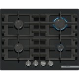 Plita incorporabila Bosch PNP6B6K40, Gaz, 4 arzatoare, Oprire de siguranta, Suprafata Quartz, Negru
