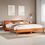 VidaXL Pat cu bibliotecă fără saltea maro 200x200 cm lemn masiv de pin