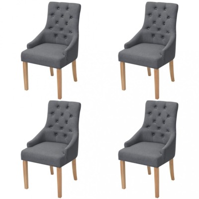 vidaXL Scaune de bucătărie, 4 buc., gri &amp;icirc;nchis, material textil foto