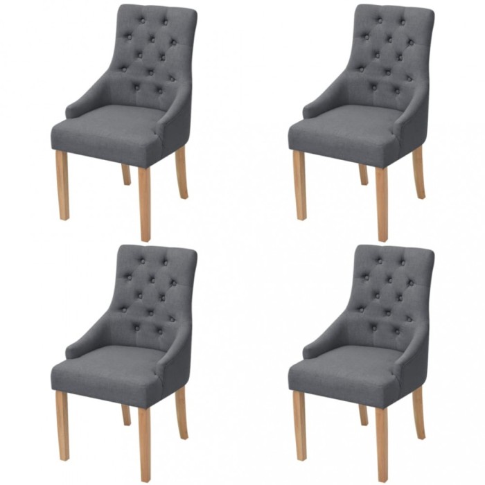 vidaXL Scaune de bucătărie, 4 buc., gri &icirc;nchis, material textil