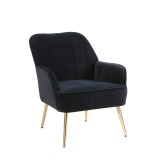 Fotoliu de salon din catifea, Design ergonomic, Negru