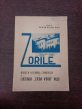 Revista Zorile nr.3-4/1968 revista literar stiintifica a liceului Cuza-Voda din Husi, numar festiv al semicentenarului