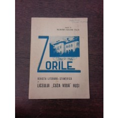Revista Zorile nr.3-4/1968 revista literar stiintifica a liceului Cuza-Voda din Husi, numar festiv al semicentenarului