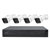 Kit supraveghere video PNI House IPMAX POE 3 cu 4 camere IP 3MP, POE, Viziune Nocturna 15m, Microfon