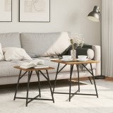 vidaXL Set de 2 mese laterale, aspect lemn rustic, metal