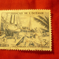 Timbru Oceania colonie franceza 1956 Santier Naval, val. 3fr stampilat