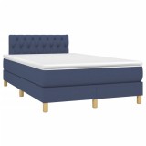 Cumpara ieftin Pat box spring cu saltea, albastru, 120x190 cm, material textil