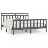 Cumpara ieftin Cadru de pat, gri , 200x200 cm, lemn masiv de pin
