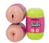Masturbator Slider Double-Ended Vagin si Anus, TPE, Natural