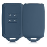 Husa Cheie Auto pentru Renault 4 Butoane - Smart Key, Kwmobile, Albastru, Silicon, 48035.202
