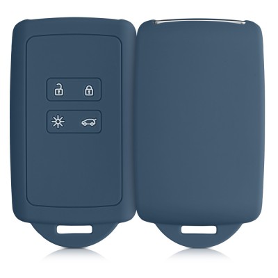 Husa Cheie Auto pentru Renault 4 Butoane - Smart Key, Kwmobile, Albastru, Silicon, 48035.202 foto