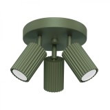 Lampă De Tavan Karbon Verde Măsliniu Aluminiu Cu 3 Becuri Tub Minimalist De Interior.