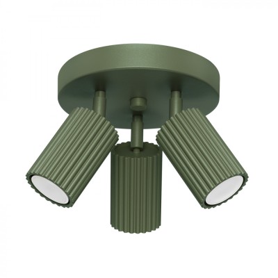 Lampă De Tavan Karbon Verde Măsliniu Aluminiu Cu 3 Becuri Tub Minimalist De Interior. foto