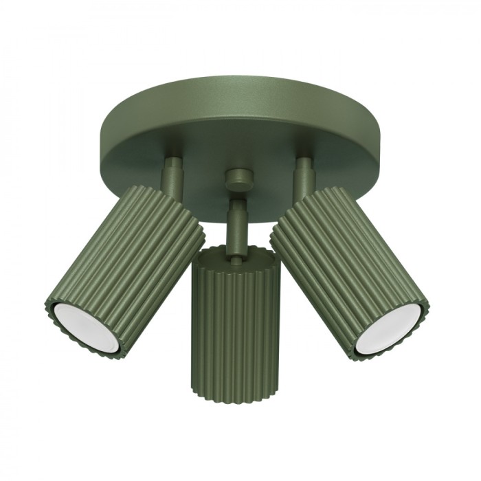 Lampă De Tavan Karbon Verde Măsliniu Aluminiu Cu 3 Becuri Tub Minimalist De Interior.