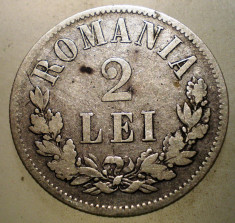 R.083 ROMANIA 2 LEI 1875 ARGINT foto