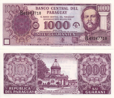 PARAGUAY 1.000 guaranies 2002 COMEMORATIVA UNC!!! foto